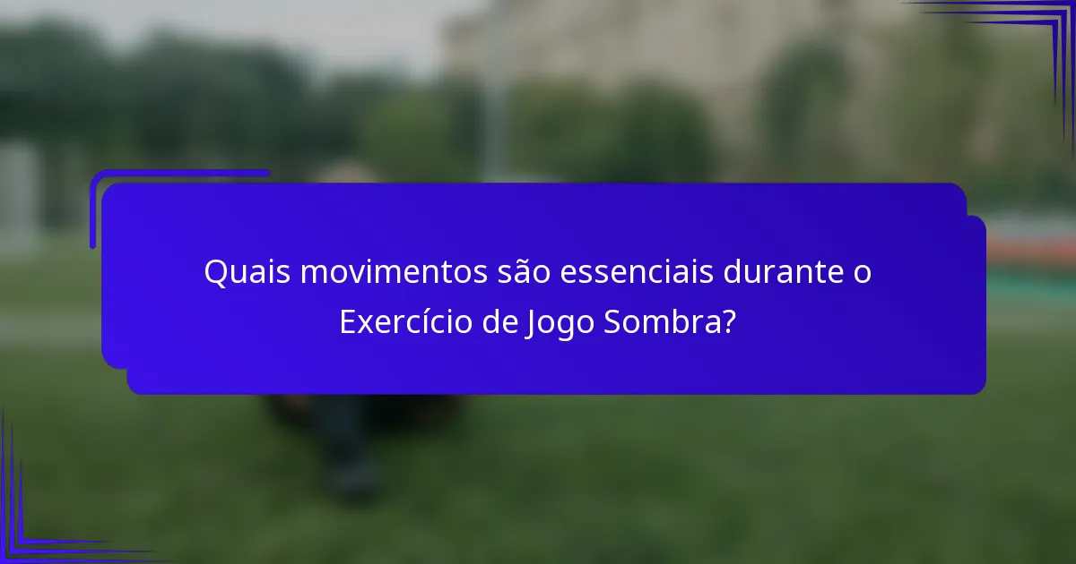Quais movimentos são essenciais durante o Exercício de Jogo Sombra?